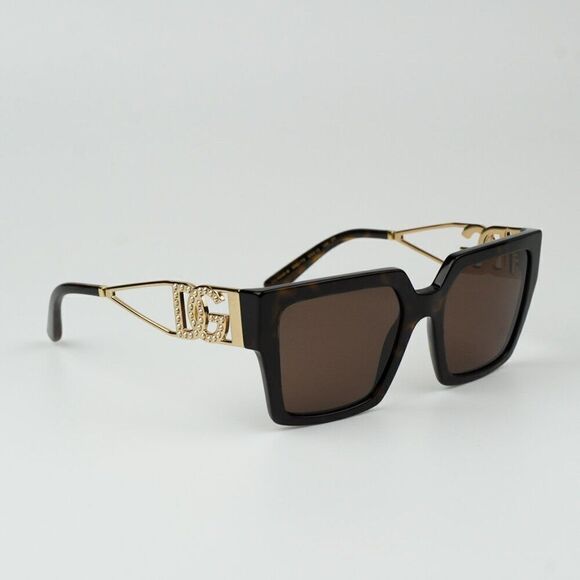 Dolce & Gabbana Black Frame Brown Lens Sunglasses with Gold DG Temples main image 5